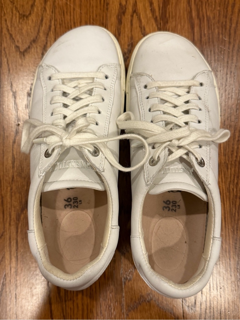 Birkenstock White Leather Low-Top Sneakers